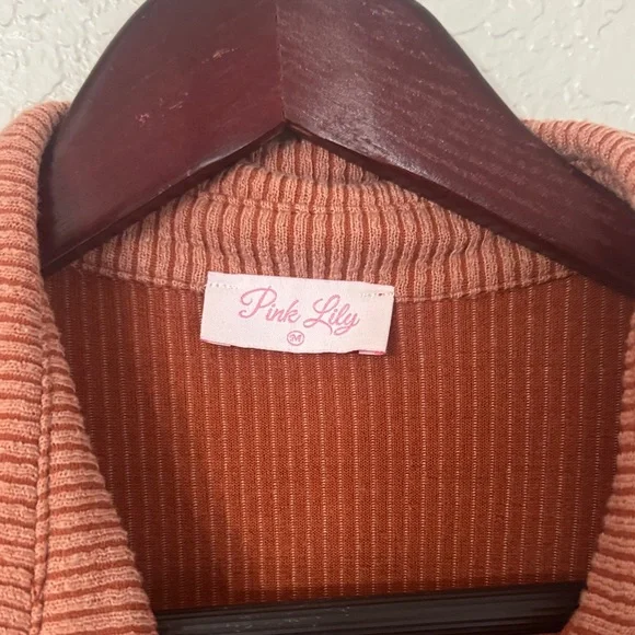 Pink Lily Rust Ribbed Jacket - Picture 2 of 3